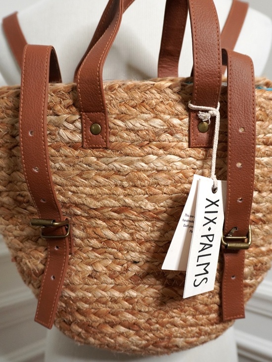 NEW XIX Palms The Shore Break Picnic Cooler Bag Raffia Jute Backpack Beach Bag main image 5